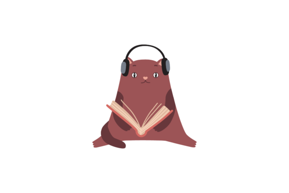 Back to School Cat Relax in Library SVG
