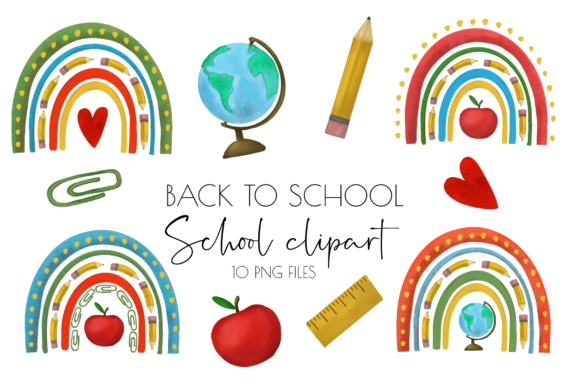 Back to School Rainbow Clipart for Creative Projects