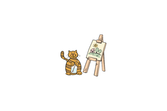 Cat Back to School Painting Svg