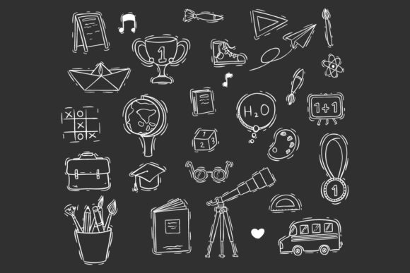Doodle Back to School Supplies Elements for Vector Design