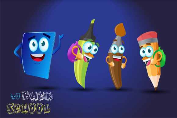 Funny Back to School Cartoon Vector Designs