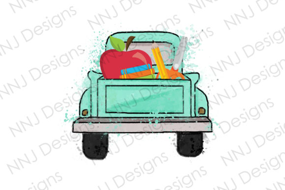 Watercolor Back to School Truck Clipart: A Creative Asset for Modern Crafting and Design Projects